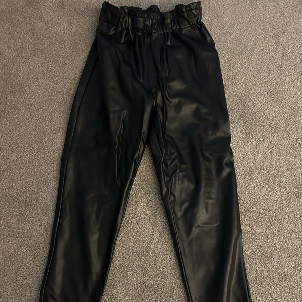 Leather jogger pants